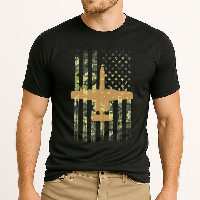 A 10 Thunderbolt Ii Warthog Camo Flag Military Airplane Performance Shirt