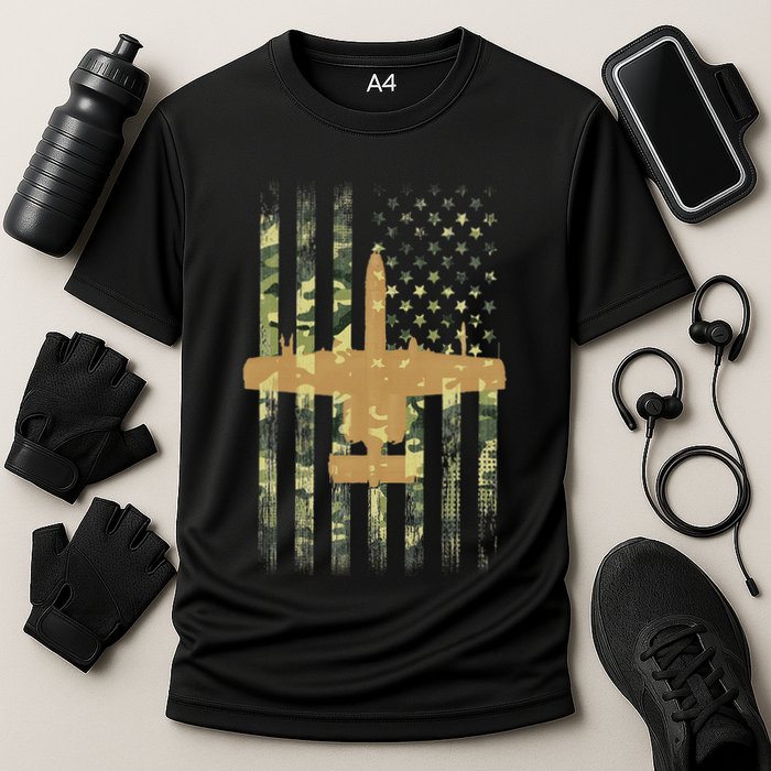 A 10 Thunderbolt Ii Warthog Camo Flag Military Airplane Performance Shirt