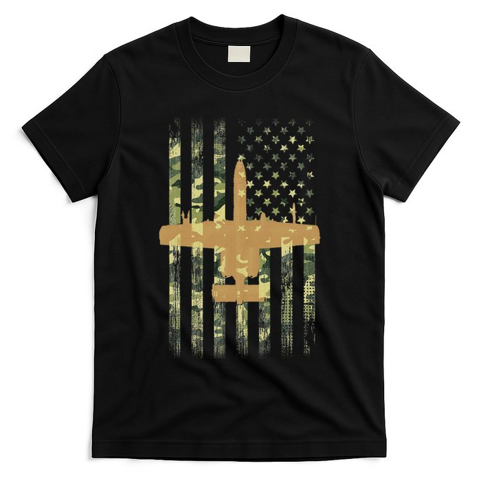 A 10 Thunderbolt Ii Warthog Camo Flag Military Airplane T-Shirt
