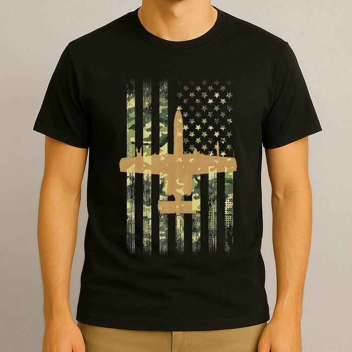 A 10 Thunderbolt Ii Warthog Camo Flag Military Airplane T-Shirt