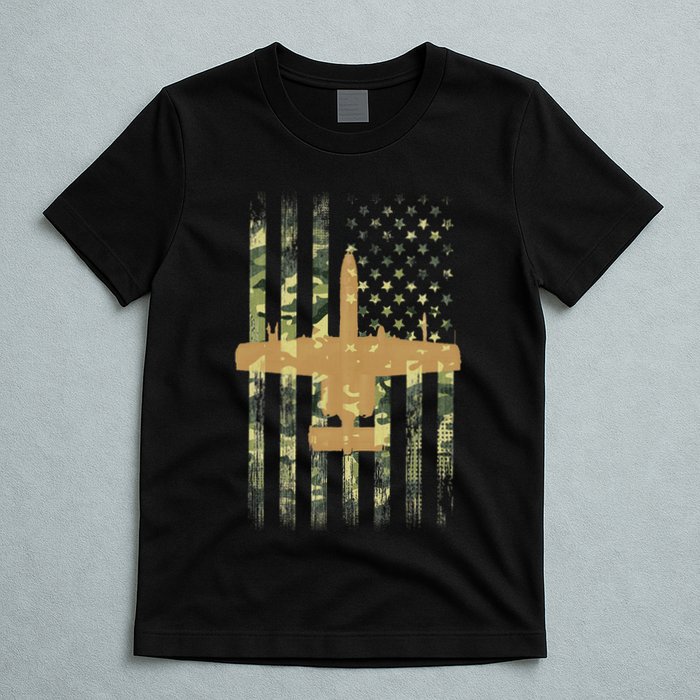 A 10 Thunderbolt Ii Warthog Camo Flag Military Airplane T-Shirt