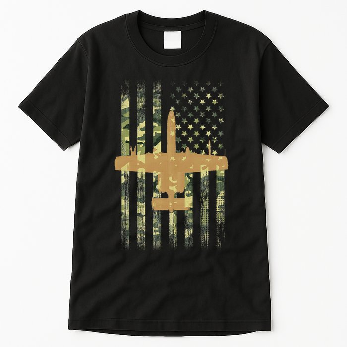 A 10 Thunderbolt Ii Warthog Camo Flag Military Airplane Tall T-Shirt