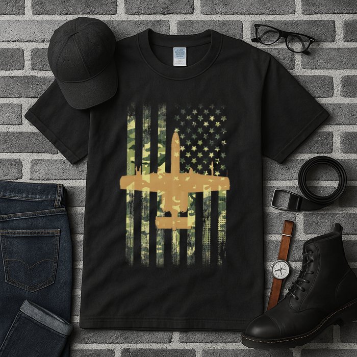 A 10 Thunderbolt Ii Warthog Camo Flag Military Airplane Tall T-Shirt