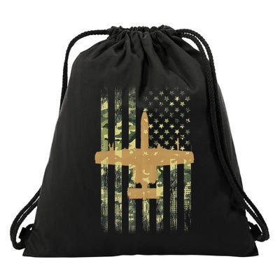 A 10 Thunderbolt Ii Warthog Camo Flag Military Airplane Drawstring Bag