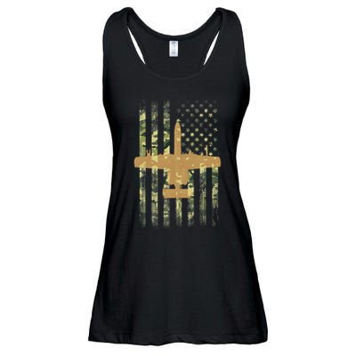A 10 Thunderbolt Ii Warthog Camo Flag Military Airplane Ladies Essential Flowy Tank