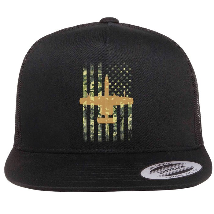 A 10 Thunderbolt Ii Warthog Camo Flag Military Airplane Flat Bill Trucker Hat