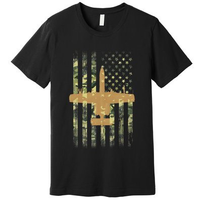 A 10 Thunderbolt Ii Warthog Camo Flag Military Airplane Premium T-Shirt