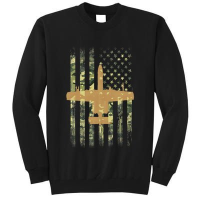 A 10 Thunderbolt Ii Warthog Camo Flag Military Airplane Tall Sweatshirt