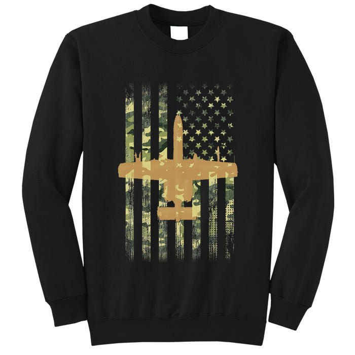 A 10 Thunderbolt Ii Warthog Camo Flag Military Airplane Tall Sweatshirt