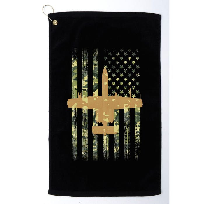 A 10 Thunderbolt Ii Warthog Camo Flag Military Airplane Golf Towel