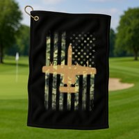 A 10 Thunderbolt Ii Warthog Camo Flag Military Airplane Golf Towel