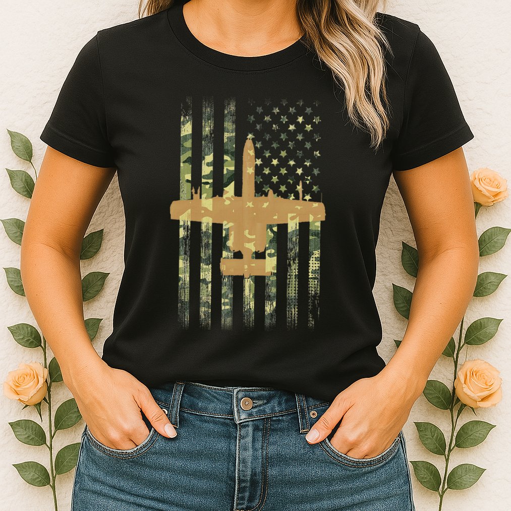 A 10 Thunderbolt Ii Warthog Camo Flag Military Airplane Womens T-Shirt