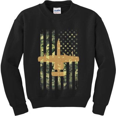 A 10 Thunderbolt Ii Warthog Camo Flag Military Airplane Kids Sweatshirt