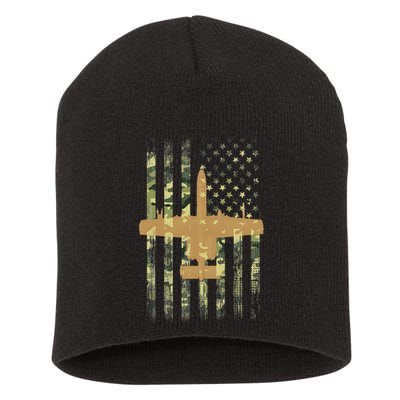 A 10 Thunderbolt Ii Warthog Camo Flag Military Airplane Short Acrylic Beanie