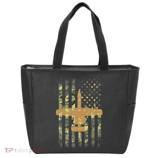 A 10 Thunderbolt Ii Warthog Camo Flag Military Airplane Zip Tote Bag