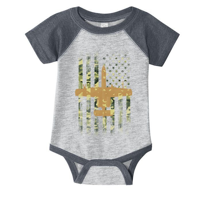 A 10 Thunderbolt Ii Warthog Camo Flag Military Airplane Infant Baby Jersey Bodysuit