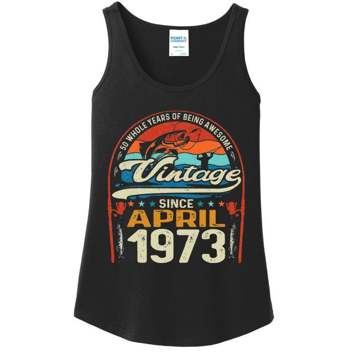 April 1973 Vintage 50th Birthday 50 Year Old Fishing Lovers Ladies Essential Tank