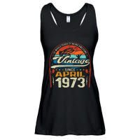 April 1973 Vintage 50th Birthday 50 Year Old Fishing Lovers Ladies Essential Flowy Tank