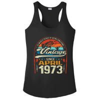 April 1973 Vintage 50th Birthday 50 Year Old Fishing Lovers Ladies PosiCharge Competitor Racerback Tank