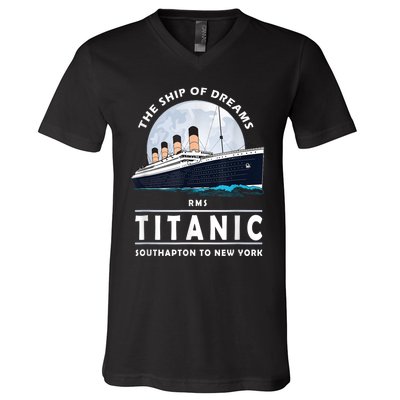 A 1912 Vintage Titanic Voyage Ship Cruise For Son V-Neck T-Shirt