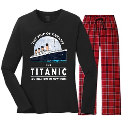 A 1912 Vintage Titanic Voyage Ship Cruise For Son Women's Long Sleeve Flannel Pajama Set 