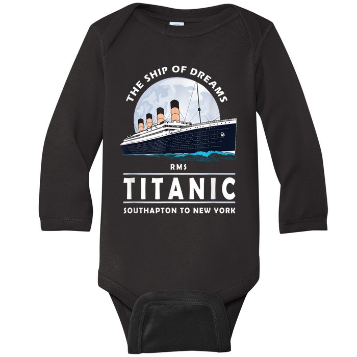 A 1912 Vintage Titanic Voyage Ship Cruise For Son Baby Long Sleeve Bodysuit