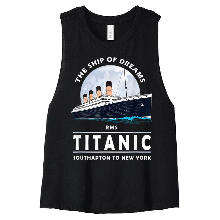 A 1912 Vintage Titanic Voyage Ship Cruise For Son Women's Racerback Cropped Tank