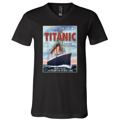 A 1912 Vintage Titanic Voyage Ship Cruise Vessel V-Neck T-Shirt