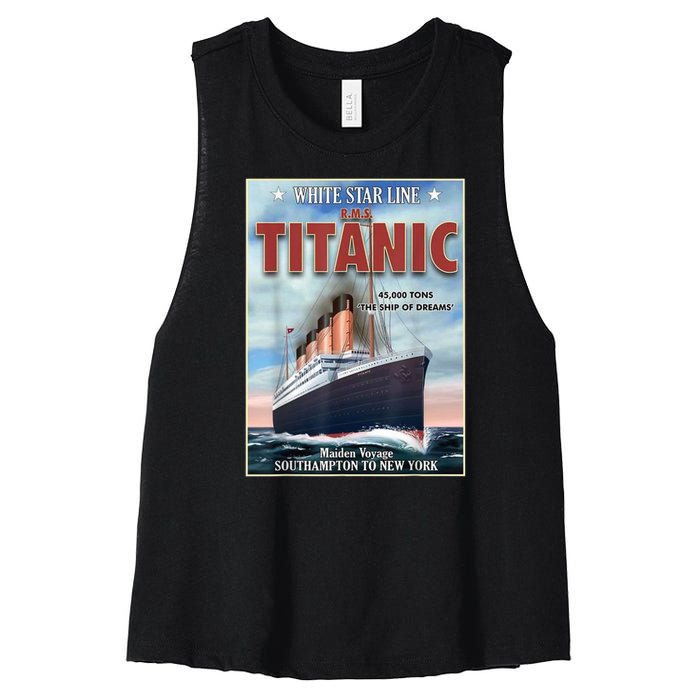 A 1912 Vintage Titanic Voyage Ship Cruise Vessel Women's Racerback Cropped Tank