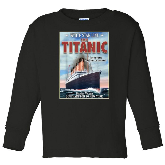 A 1912 Vintage Titanic Voyage Ship Cruise Vessel Toddler Long Sleeve Shirt