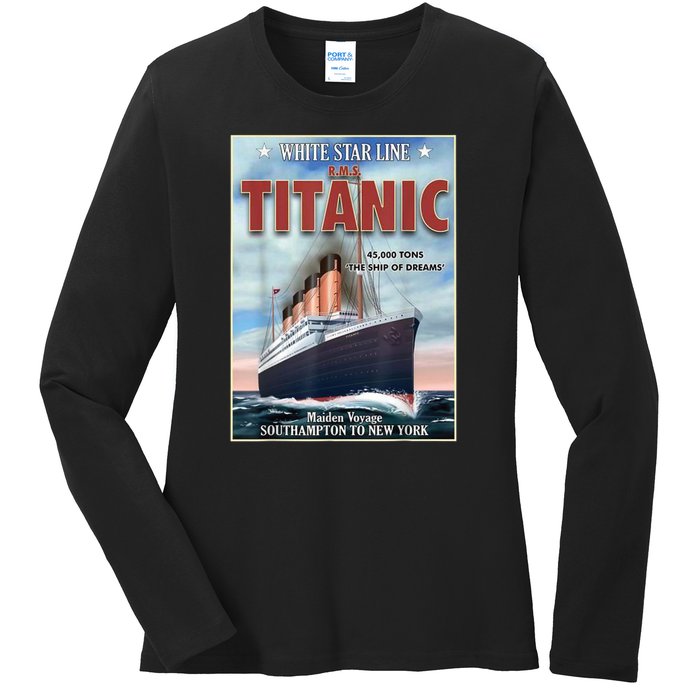 A 1912 Vintage Titanic Voyage Ship Cruise Vessel Ladies Long Sleeve Shirt