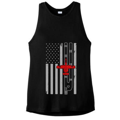 A 10 Warthog Airplane American Flag Runway A10 Thunderbird Ladies PosiCharge Tri-Blend Wicking Tank