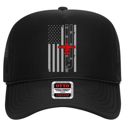 A 10 Warthog Airplane American Flag Runway A10 Thunderbird High Crown Mesh Back Trucker Hat