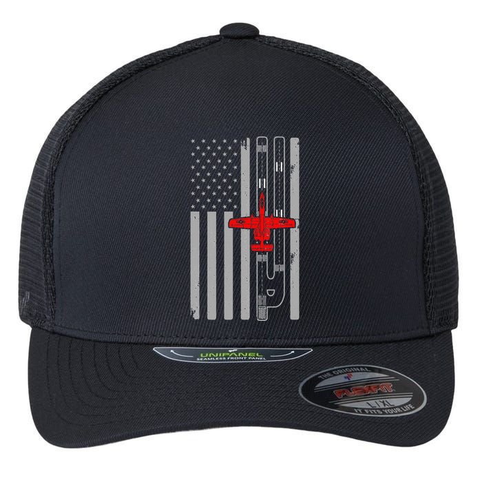 A 10 Warthog Airplane American Flag Runway A10 Thunderbird Flexfit Unipanel Trucker Cap