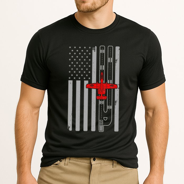 A 10 Warthog Airplane American Flag Runway A10 Thunderbird Performance Shirt