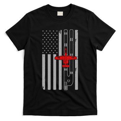 A 10 Warthog Airplane American Flag Runway A10 Thunderbird T-Shirt