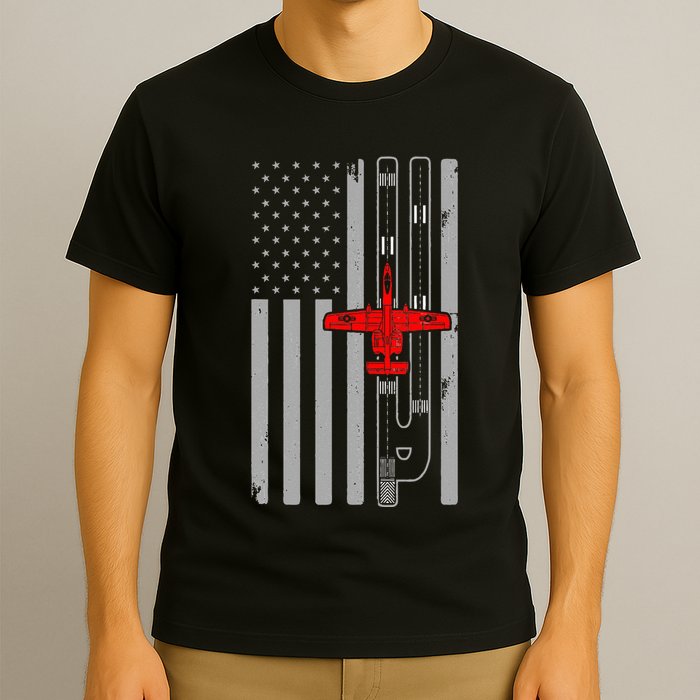 A 10 Warthog Airplane American Flag Runway A10 Thunderbird T-Shirt