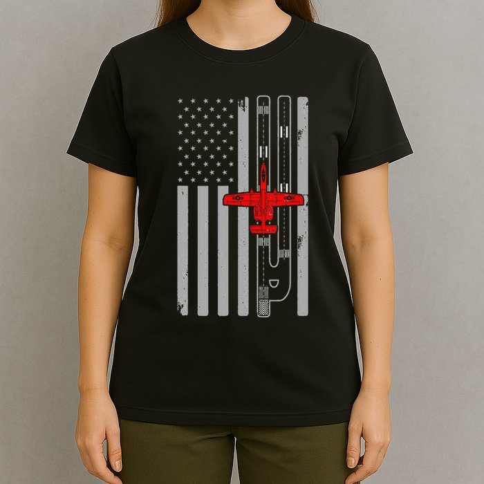 A 10 Warthog Airplane American Flag Runway A10 Thunderbird T-Shirt