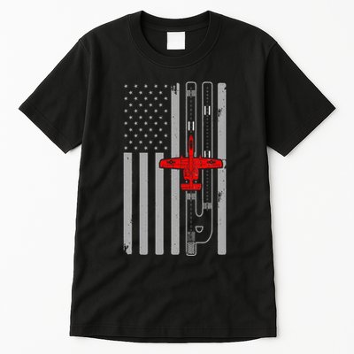 A 10 Warthog Airplane American Flag Runway A10 Thunderbird Tall T-Shirt