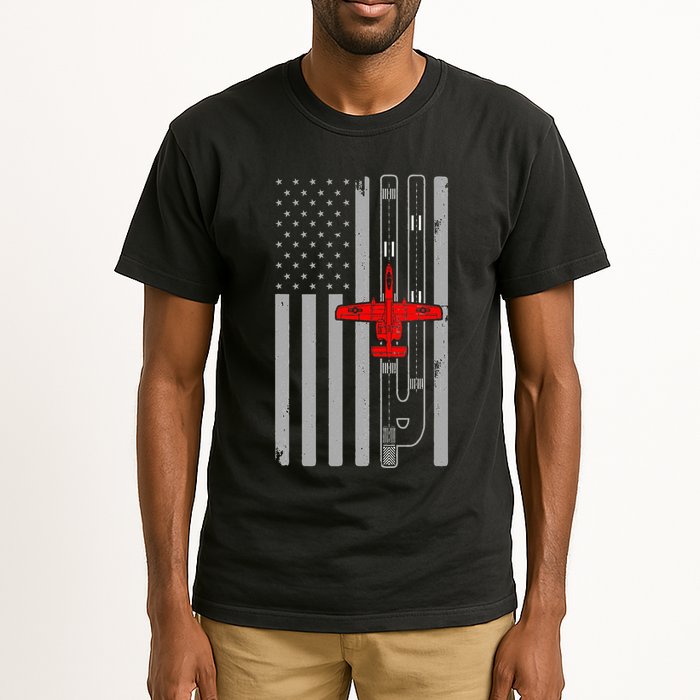 A 10 Warthog Airplane American Flag Runway A10 Thunderbird Tall T-Shirt