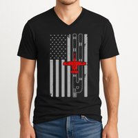 A 10 Warthog Airplane American Flag Runway A10 Thunderbird V-Neck T-Shirt