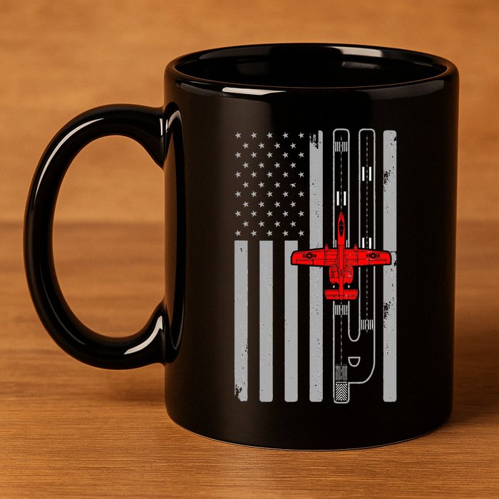 A 10 Warthog Airplane American Flag Runway A10 Thunderbird 11oz C Handle Ceramic Mug