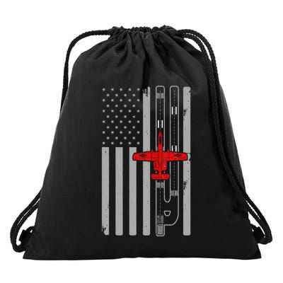 A 10 Warthog Airplane American Flag Runway A10 Thunderbird Drawstring Bag