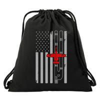 A 10 Warthog Airplane American Flag Runway A10 Thunderbird Drawstring Bag