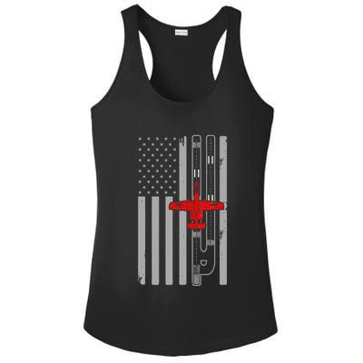 A 10 Warthog Airplane American Flag Runway A10 Thunderbird Ladies PosiCharge Competitor Racerback Tank