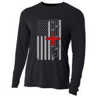 A 10 Warthog Airplane American Flag Runway A10 Thunderbird Cooling Performance Long Sleeve Crew