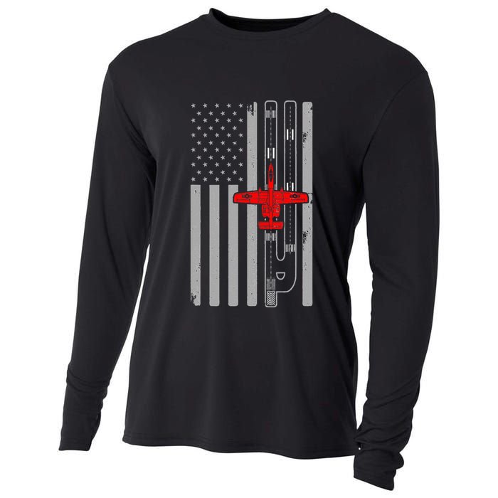 A 10 Warthog Airplane American Flag Runway A10 Thunderbird Cooling Performance Long Sleeve Crew