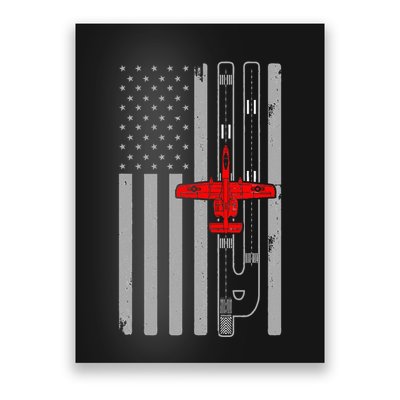 A 10 Warthog Airplane American Flag Runway A10 Thunderbird Poster