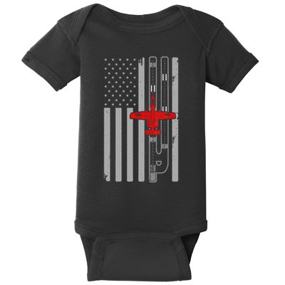 A 10 Warthog Airplane American Flag Runway A10 Thunderbird Baby Bodysuit