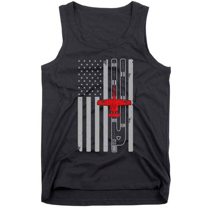 A 10 Warthog Airplane American Flag Runway A10 Thunderbird Tank Top